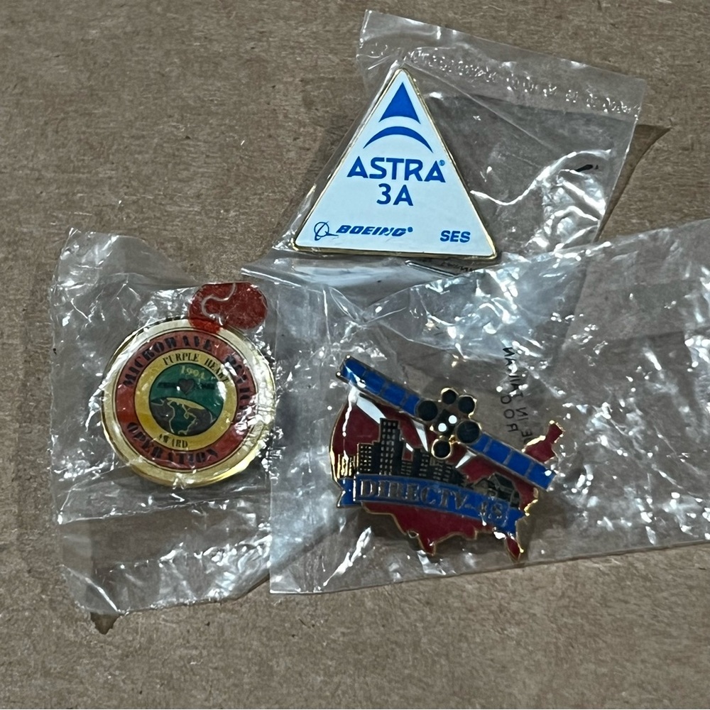 Vintage Satellite Space Communications Hat Lapel Pins Lot Of 3 Boeing